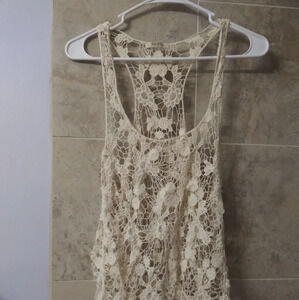Susie crochet embroidery style ivory tank small